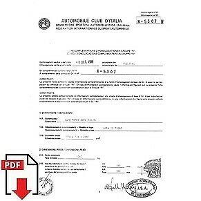 1986 Alfa Romeo Alfa 75 Turbo FIA homologation form PDF download